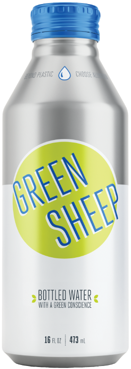 Green Sheep Aluminum Water Bottle